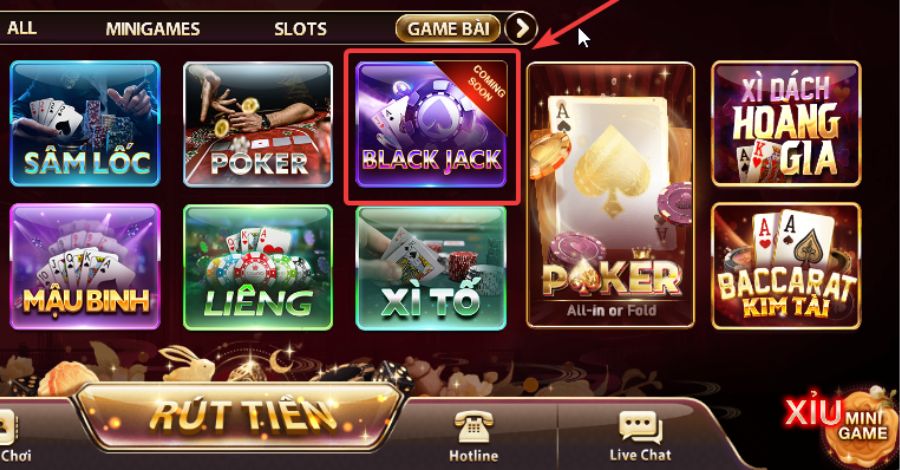 Chọn game bài Blackjack để bắt đầu tiếp cận bàn chơi