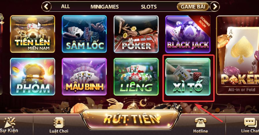 Người chơi chọn game Xì Tố để bắt đầu tham gia giải trí