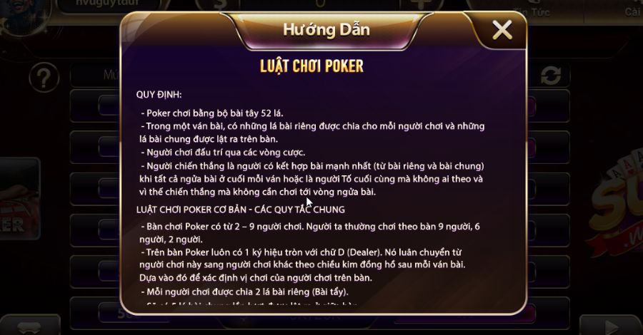 Người chơi tham khảo quy trình của một ván bài Poker