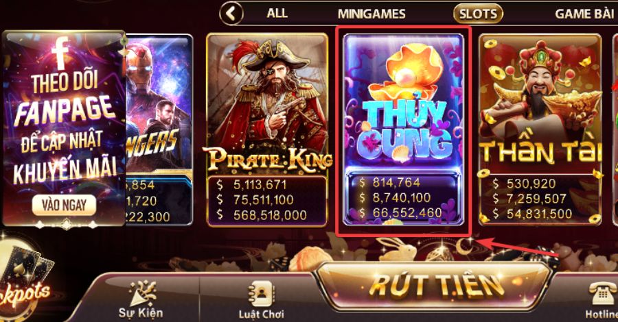 Tại danh mục Slots chọn game nổ hũ Thuỷ Cung